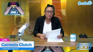 Carmela Clutch tűzforró latin riporter maszturbál élő adásban